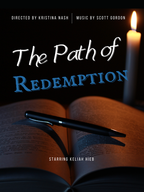 A poster with a book in candlelight that says The Path of Redemption